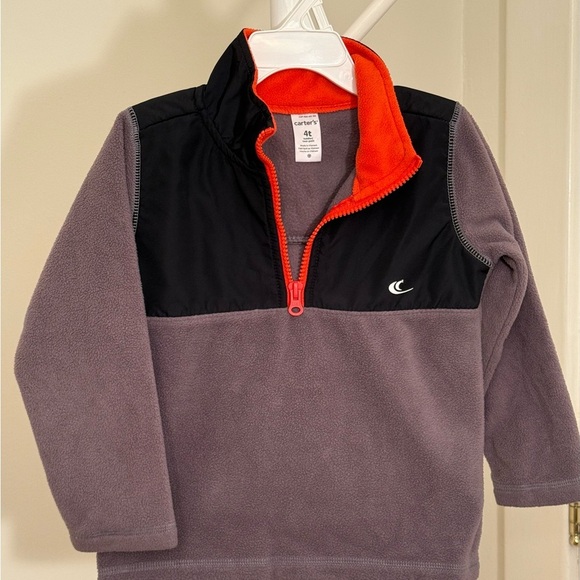 Carter's Other - Carter's Black and Gray Fleece Pullover with Orange Accent